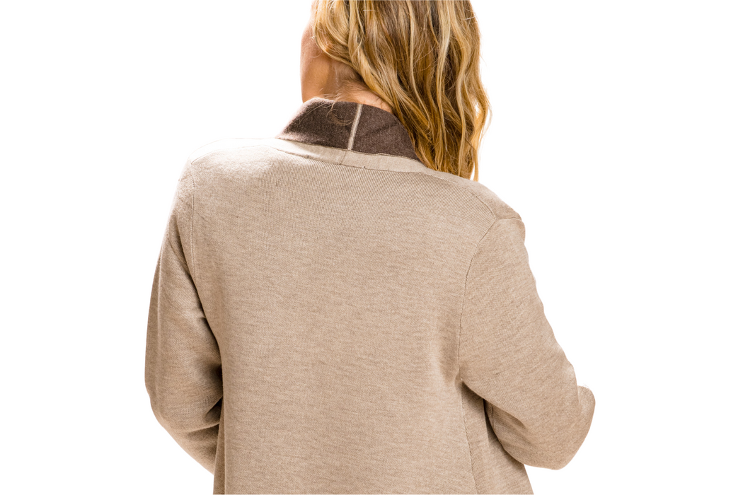 BEIGE OPEN CARDIGAN CHEETAH PRINT POCKETS | Claudia D'Armiento.