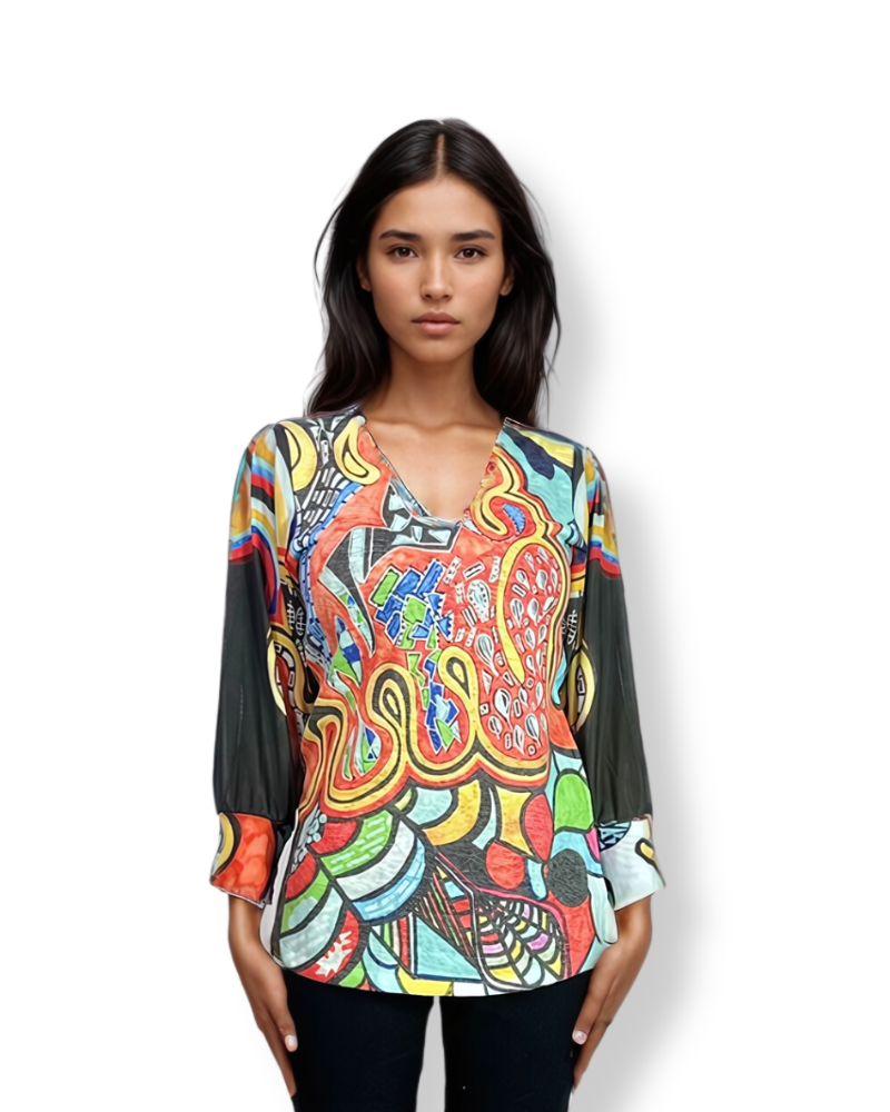 Mesh arm Tunic color graff by Patricia Reynolds