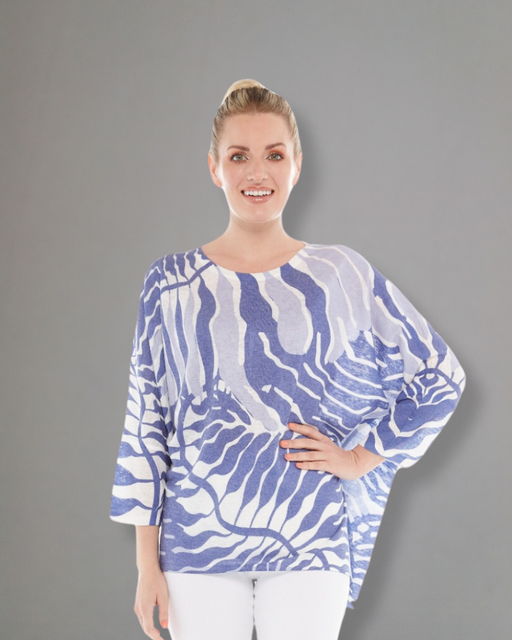 Jeyda Tunic blue leaf