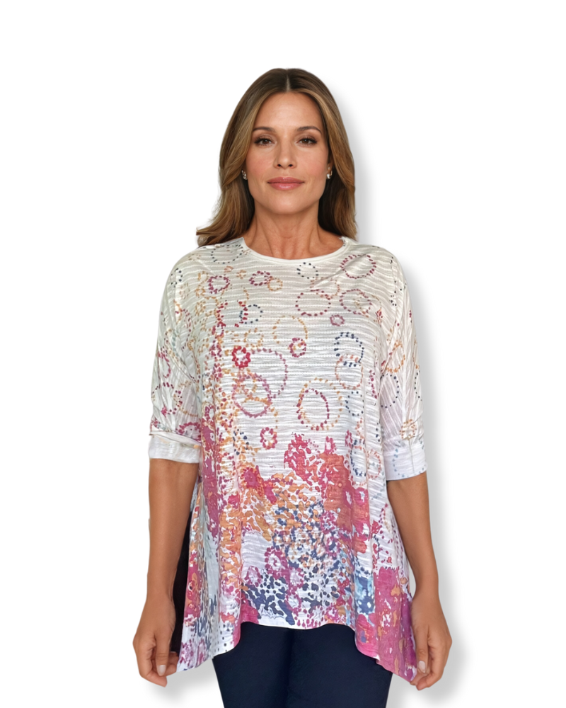 Jeyda Top in Springtime Bubbles Print