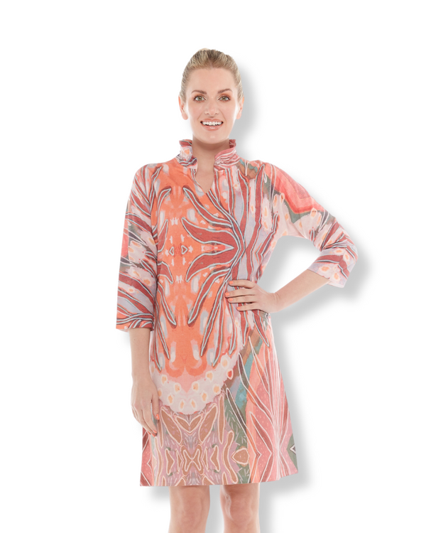 WIRE COLLAR CORAL DRESS- ON SALE