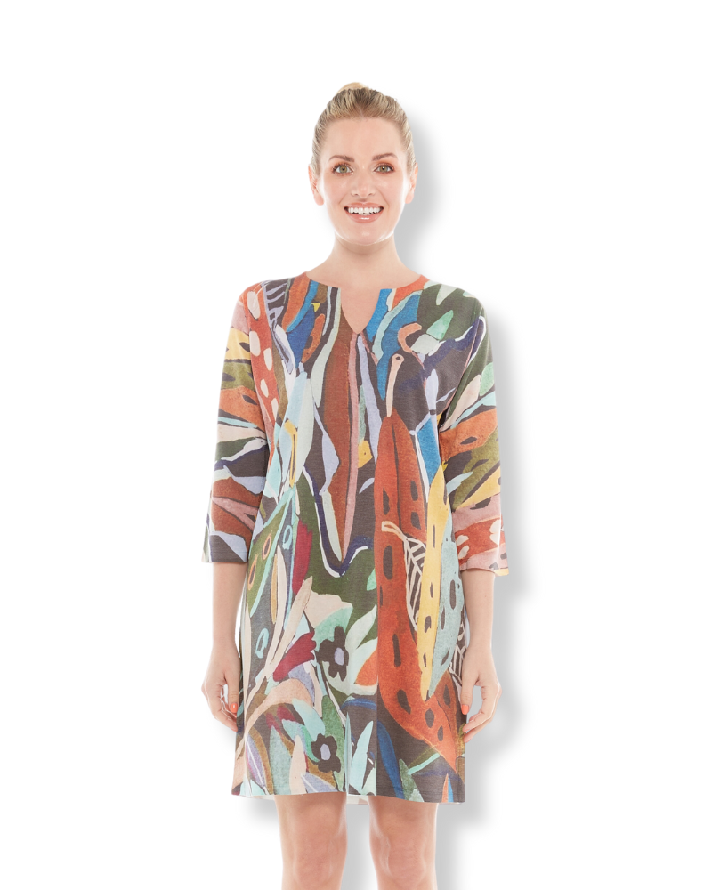 HAWAIIAN NOTCH NECK DRESS FALL GROUND - Atelier5