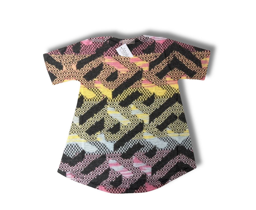 A - LINE TOP pink and yellow knit By Sylvaine Jourdes