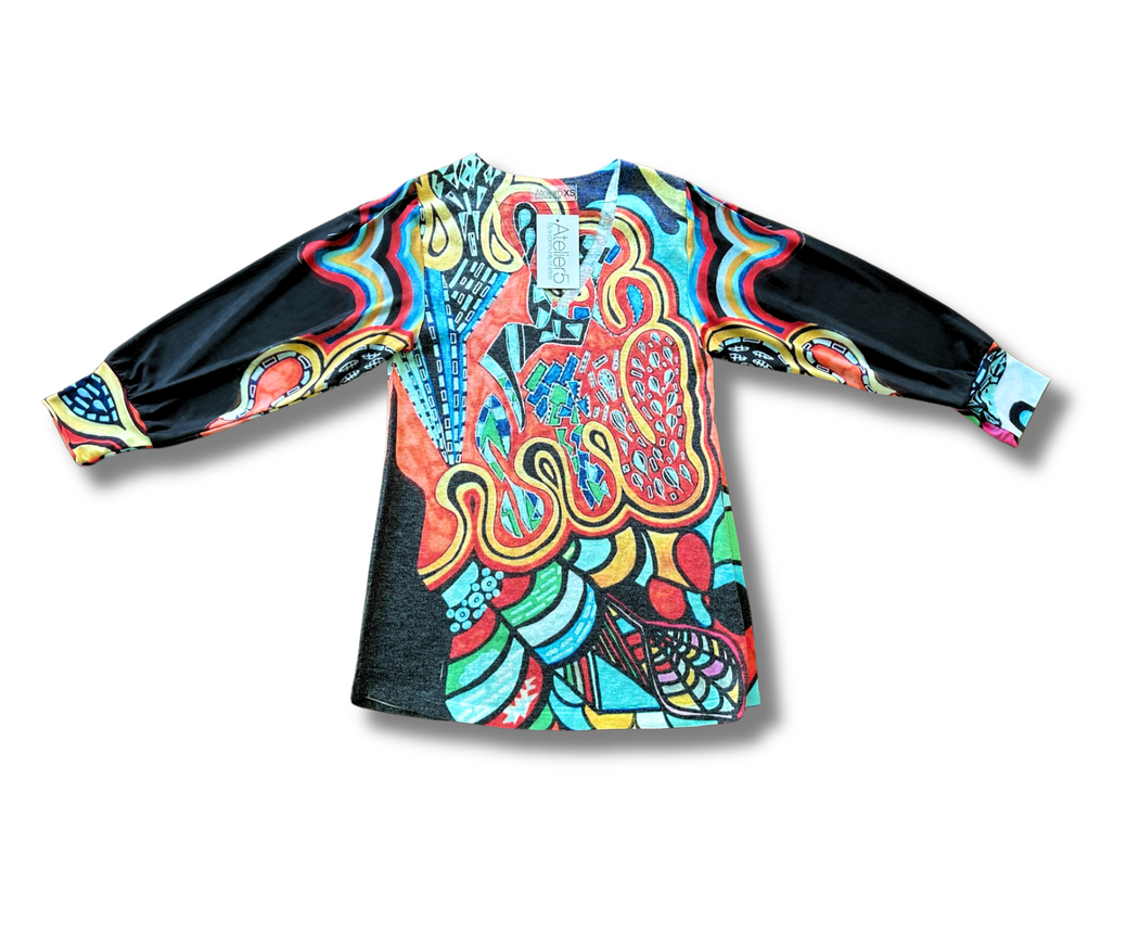 Mesh arm Tunic color graff by Patricia Reynolds