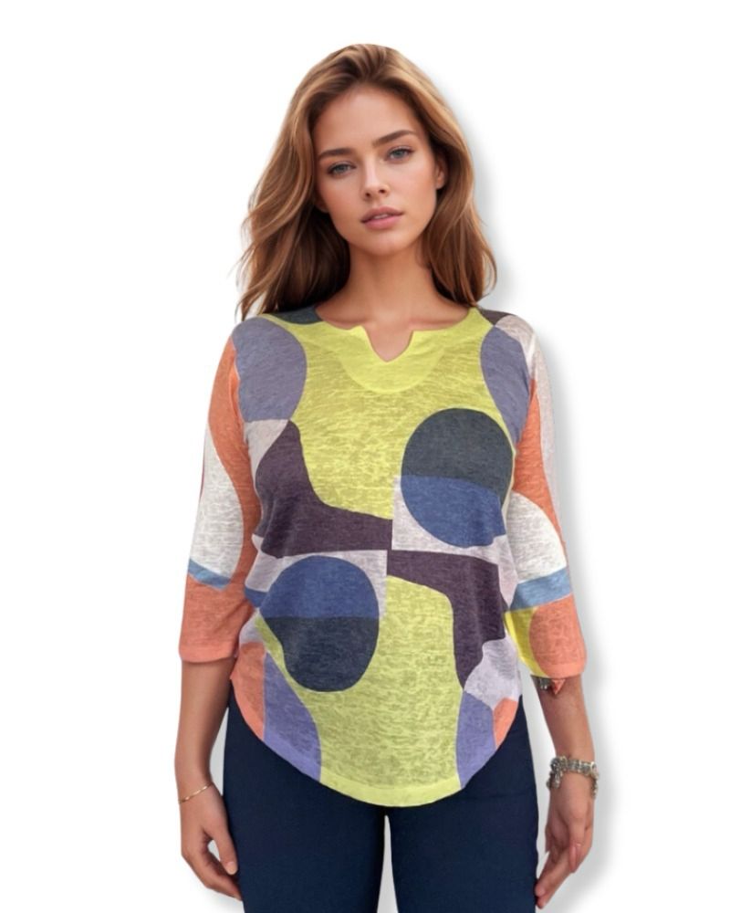 Tunic 2 solid colors geometric figures By Sylvaine Jourdes