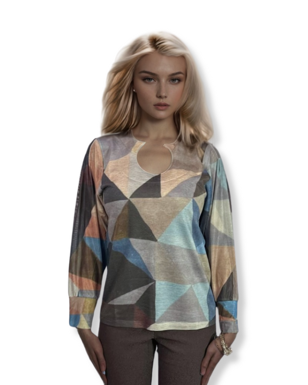 FT keyhole mesh arm top blue prism By Sylvaine Jourdes - Atelier5